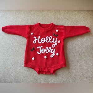 Red 'Holly Jolly' 0-3 Months Sweater